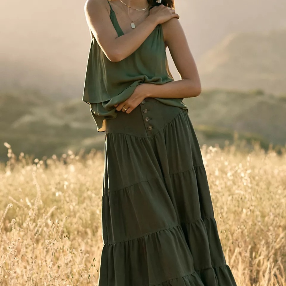 Anthropologie Maeve Lainey Tiered Maxi Skirt
